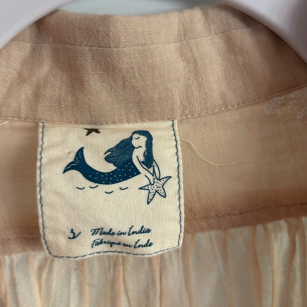 Anthropologie Mermaid Tan Button-Up Tunic‎ with Floral Pattern - Picture 3 of 8